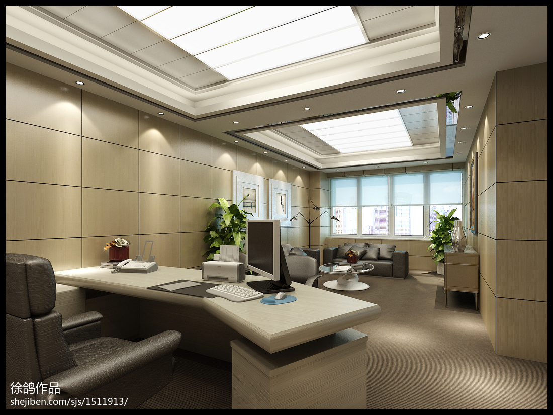 辦公室_現(xiàn)代簡約風(fēng)工裝室內(nèi)設(shè)計 辦公室 吊頂燈池 沙發(fā)會客區(qū) 照片墻 家居裝修設(shè)計3000例 &ndash; 設(shè)計本裝修效果圖